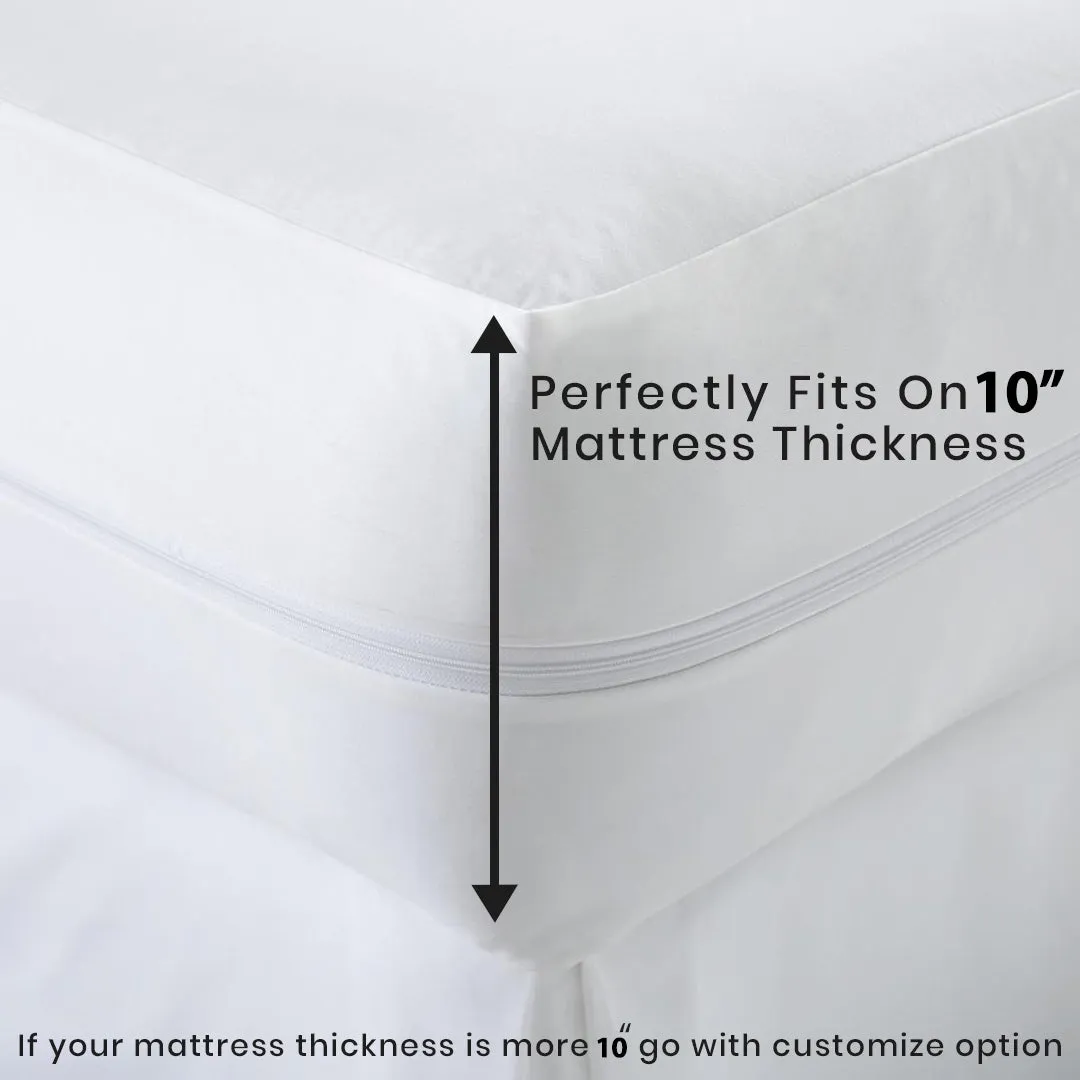 Premium Terry Cotton 100% Waterproof Zipper Mattress Protector In Grey Color