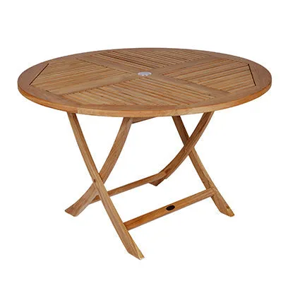 Royal Teak Sailor 47" Round Table with 4 Florida Reclining Sling Chairs