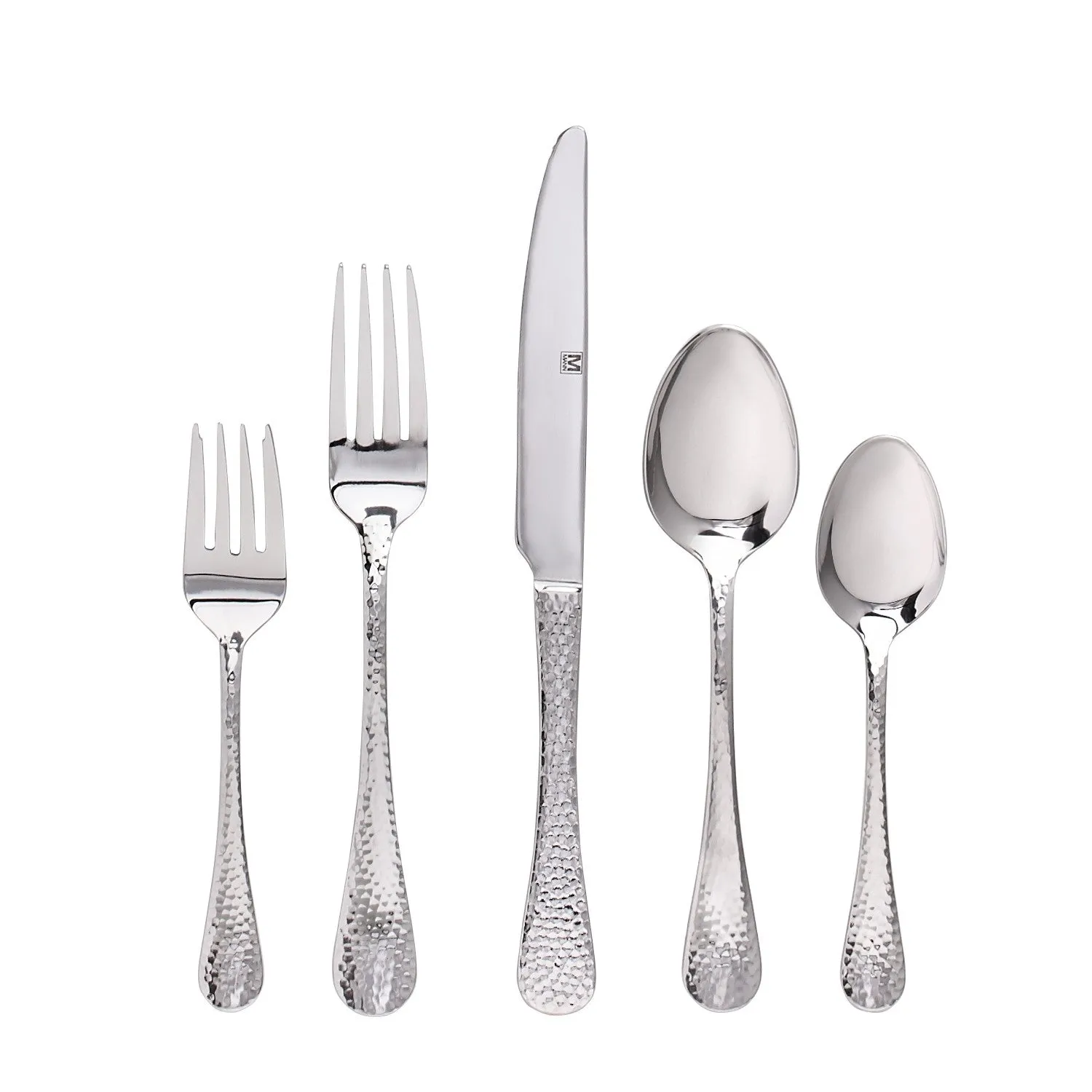 Safdie & Co. Silverware Flatware Cutlery Hammered Stainless Steel 20 Piece Set Polaris