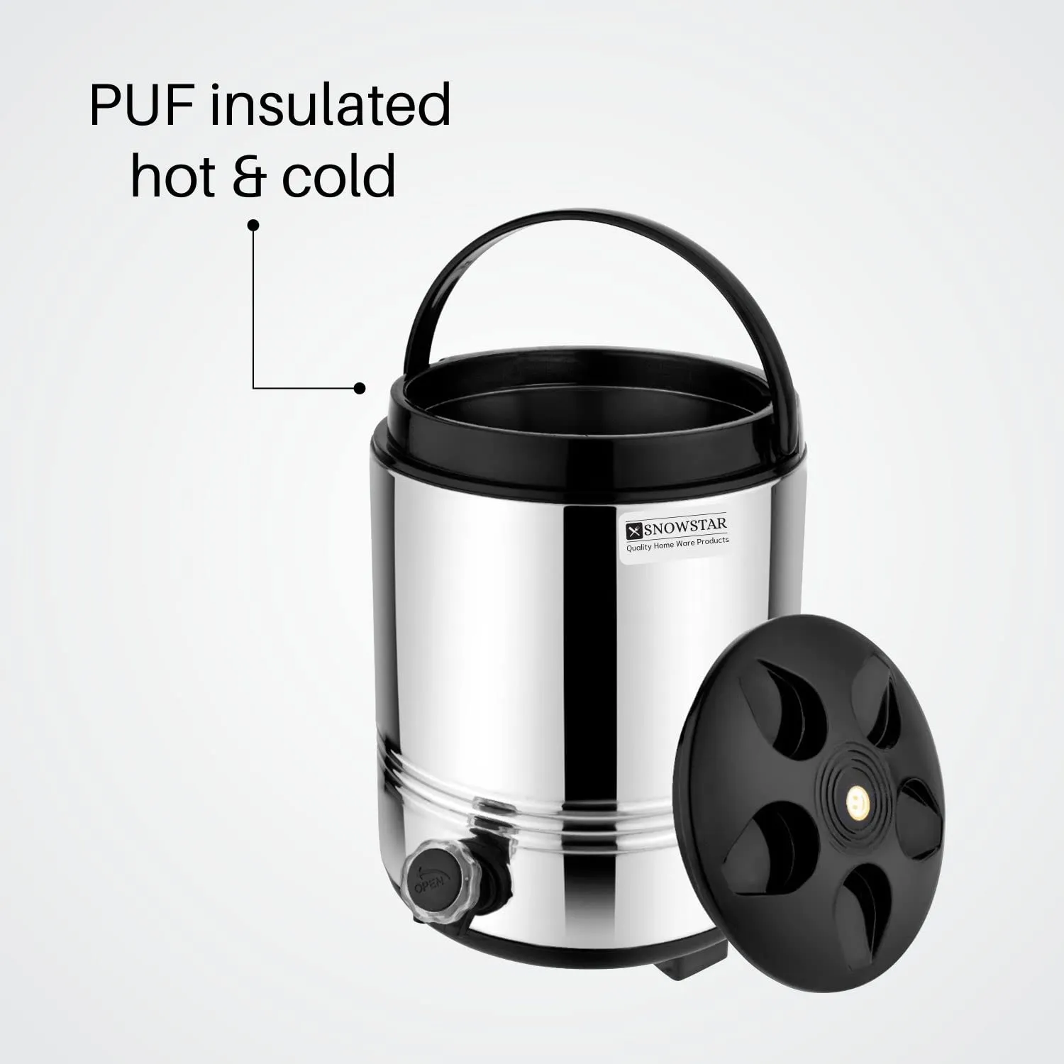 Snowstar Stainless Steel PUF Insulated Water Containers with Leak Proof Tap - 8 Liters of Water Storage Capacity - Hot and Cold Water Dispenser for Office Home Kitchen - Durable & Sturdy Base