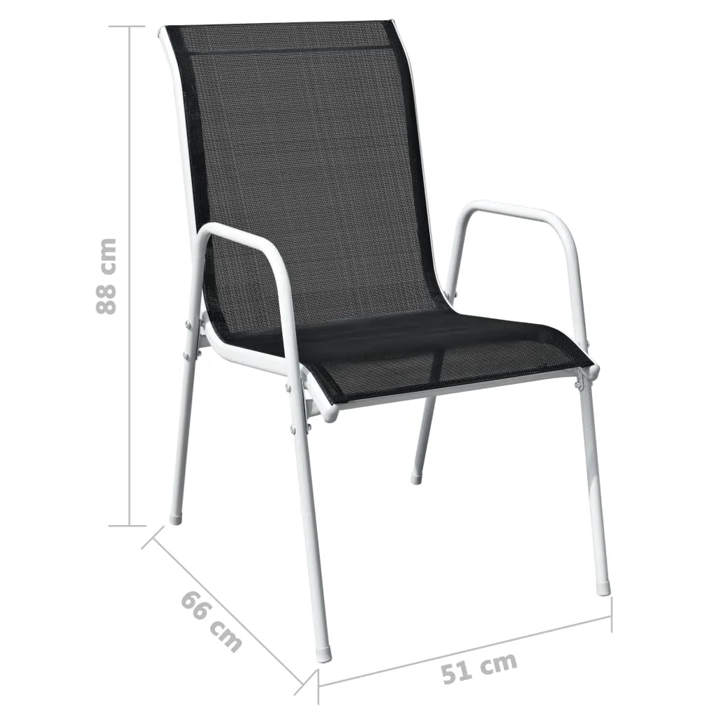 Stackable Garden Chairs 4 pcs Steel and Textilene Black