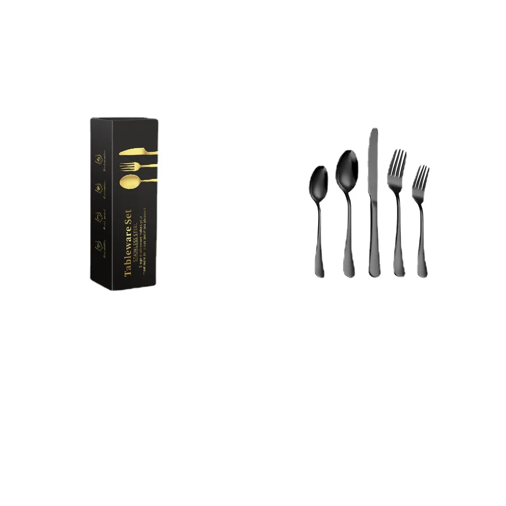 Stainless Steel Knife, Fork and Spoon Set Stainless Steel Tableware Steak Knife, Fork and Spoon 5-Piece Set 20-Piece Set