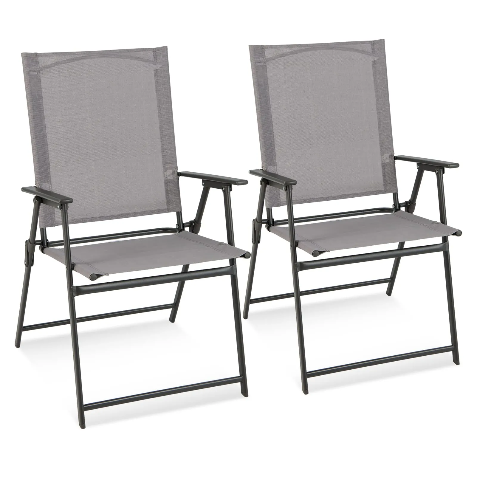 Tangkula Set of 2 Patio Folding Chairs, High Back Dining Chairs with Weather-Resistant Fabric