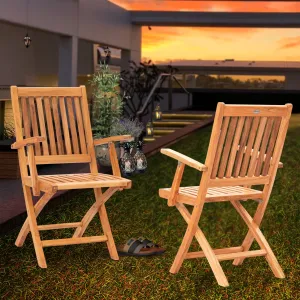 Teak Wood Santa Barbara Folding Arm Chair (set of 2)