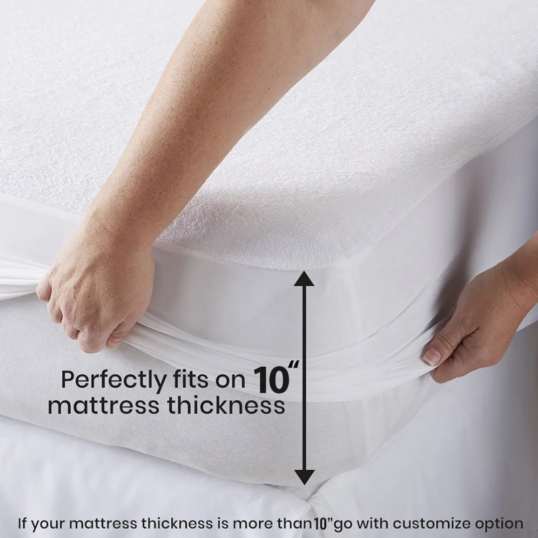 Terry Towel Stripe 100% Waterproof Mattress Protector- Yellow