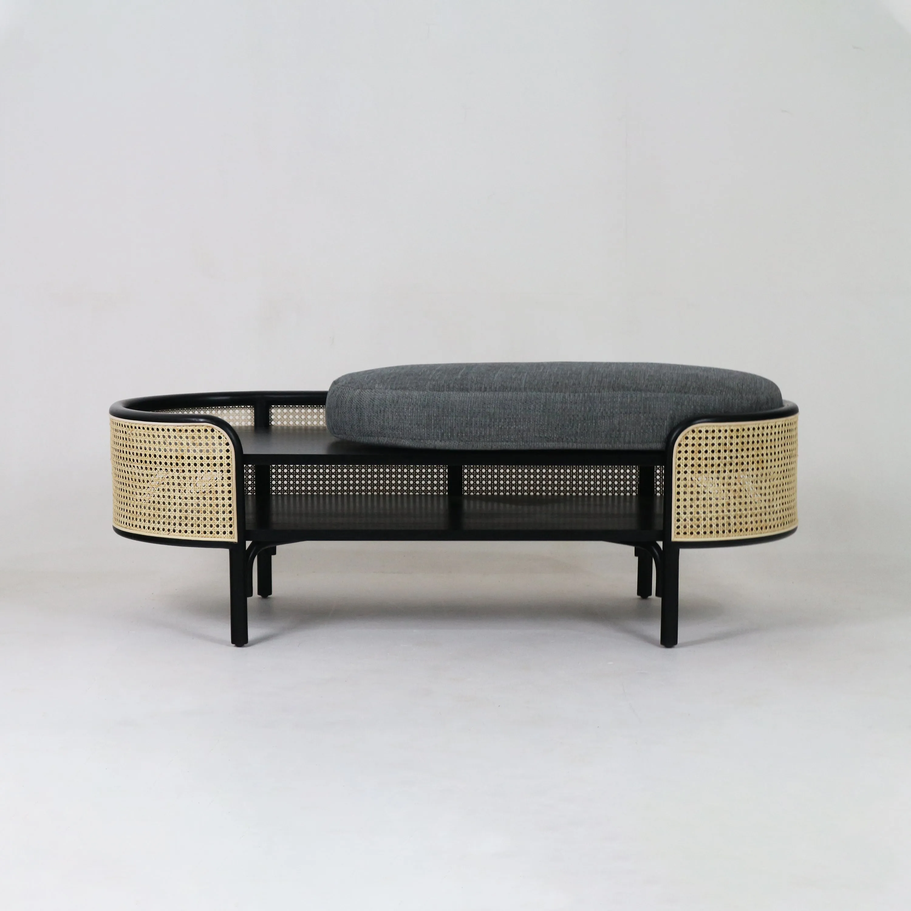 Tirana Solid Wood & Rattan Bench