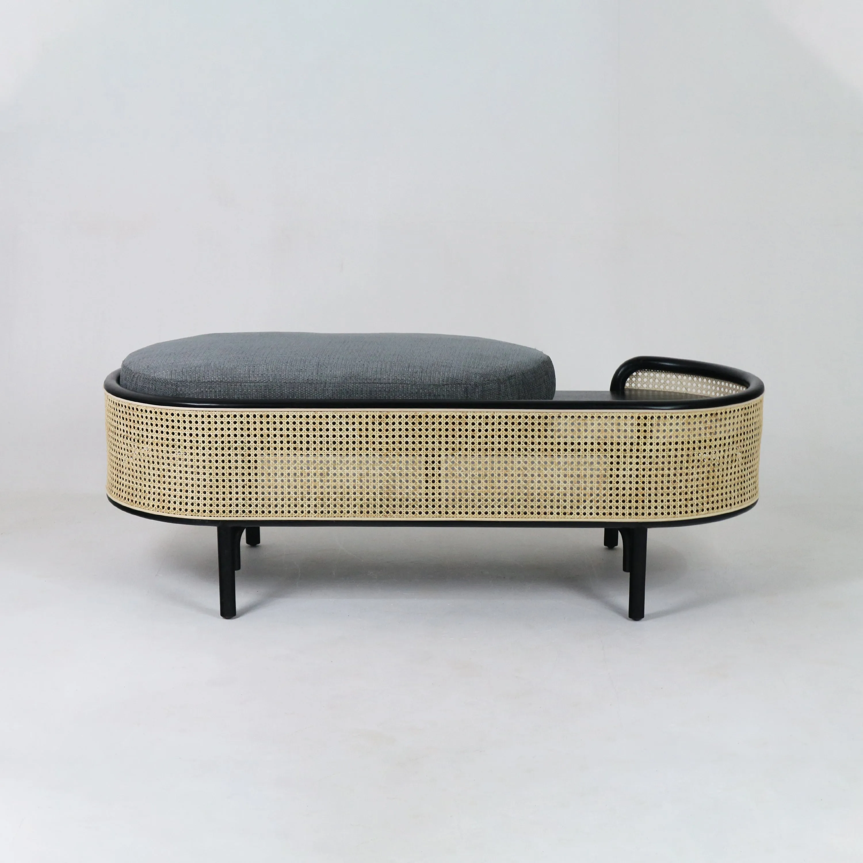 Tirana Solid Wood & Rattan Bench