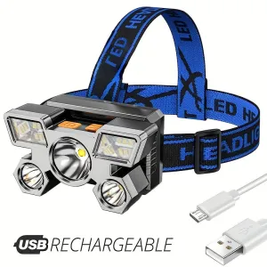 USB Rechargeable Headlamp Durable Waterproof Portable LED Flashlight