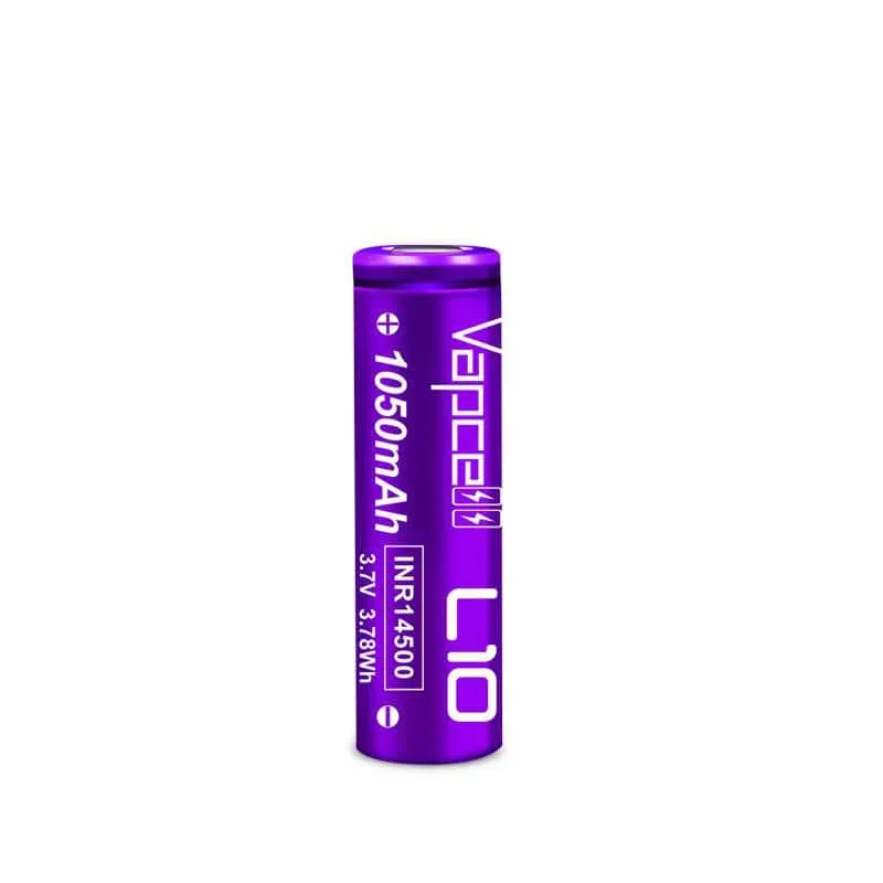 Vapcell L10 14500 Purple/White 3A Flat Top 1050mAh Battery